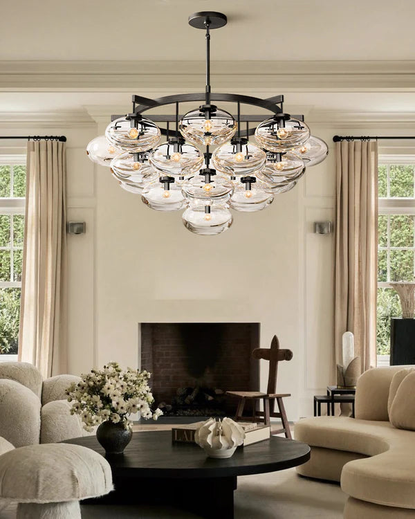 Curvette Clear Glass Round Chandelier 60"