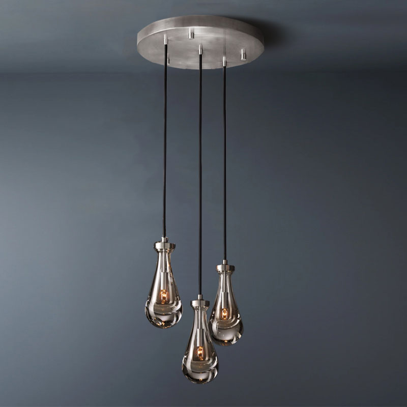 Raindrop Round 3-Lights Cord Chandelier-konalight