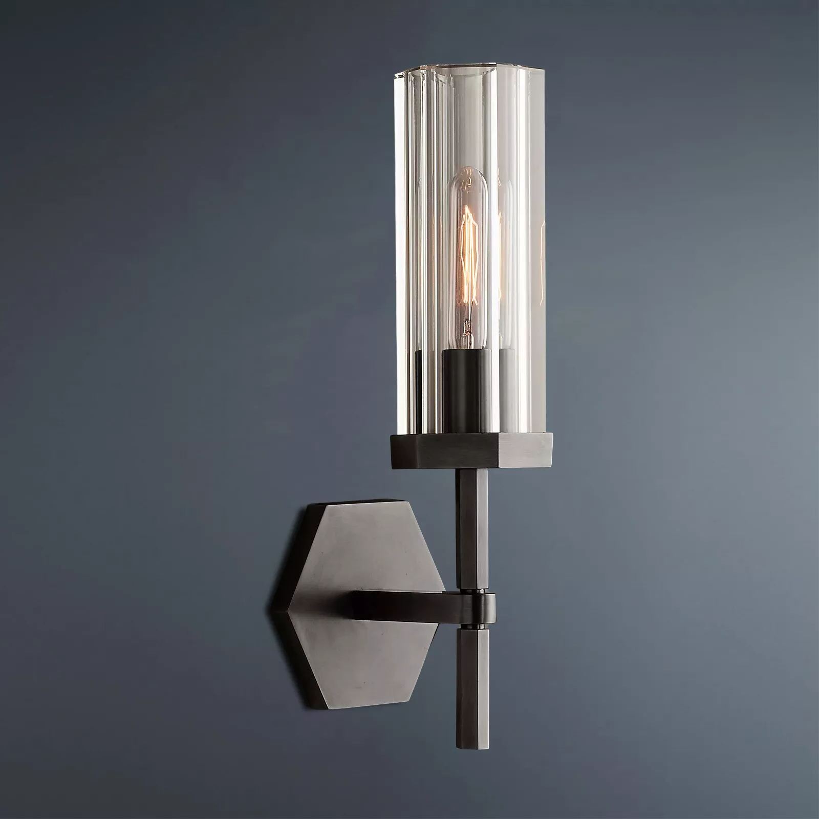 Lambeth Hexagonal Brass Wall Sconce-konalight