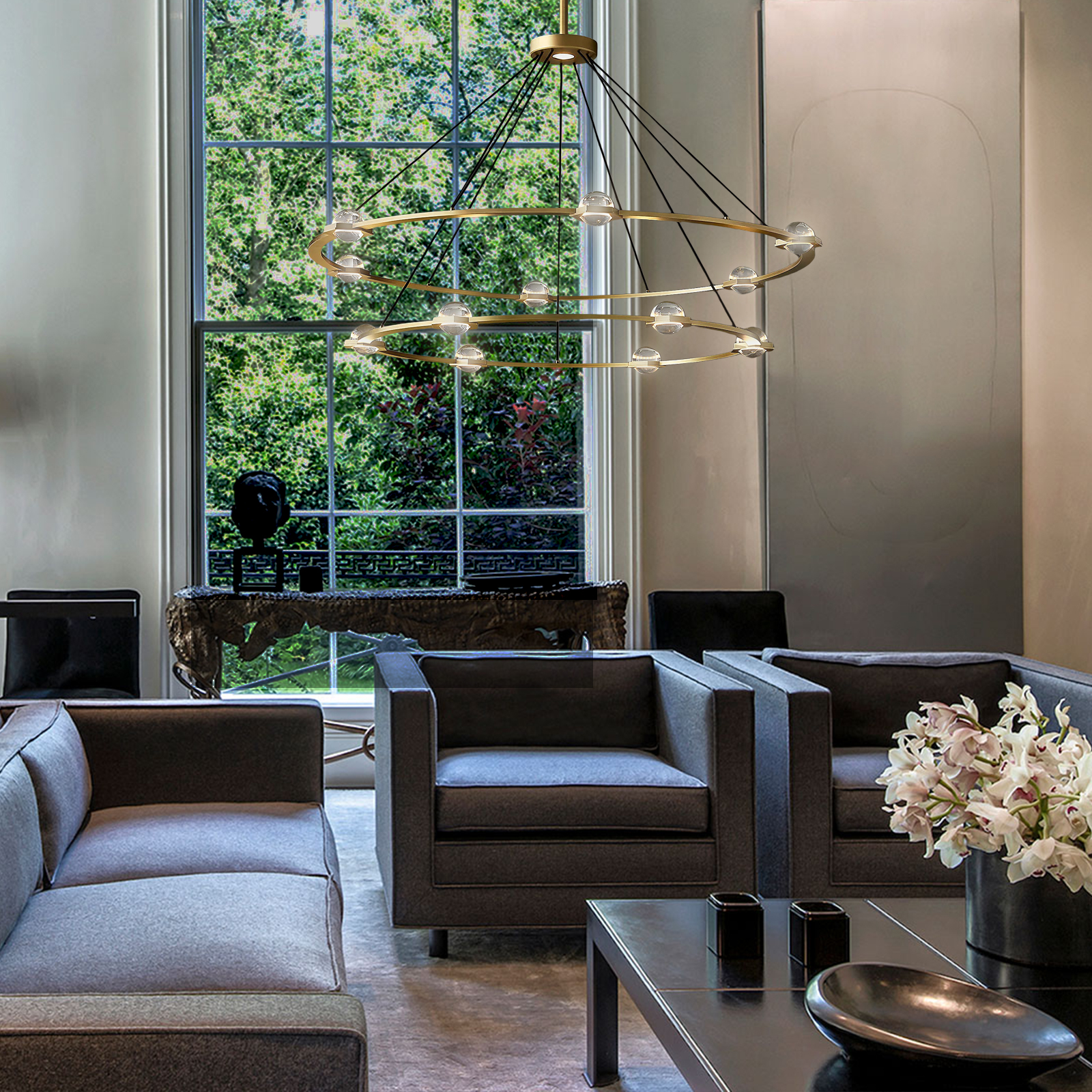 Éclatant Vintage Two-tier Round Chandelier 60"-konalight