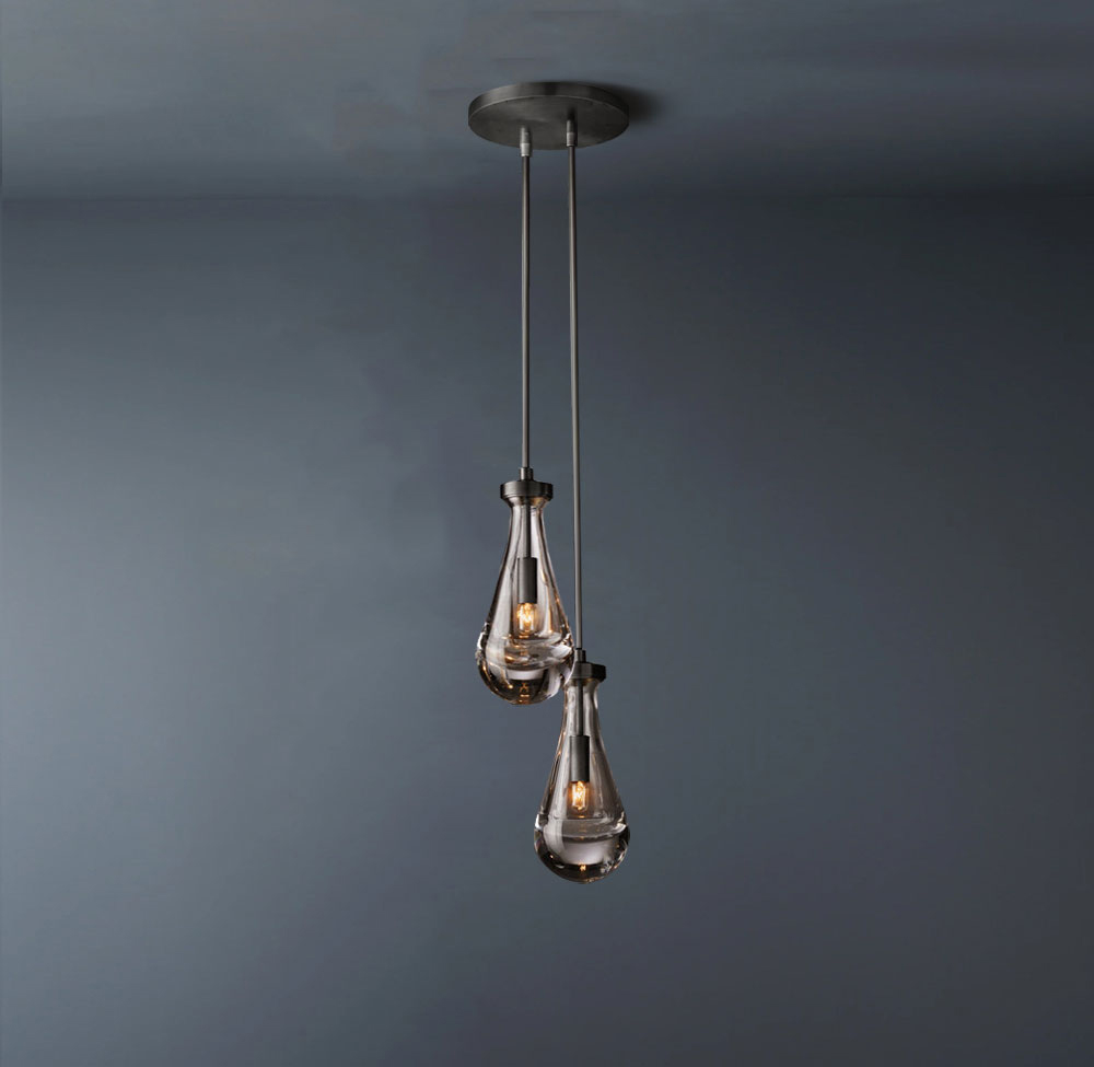 Raindrop Round 2-Lights Rod Chandelier-konalight