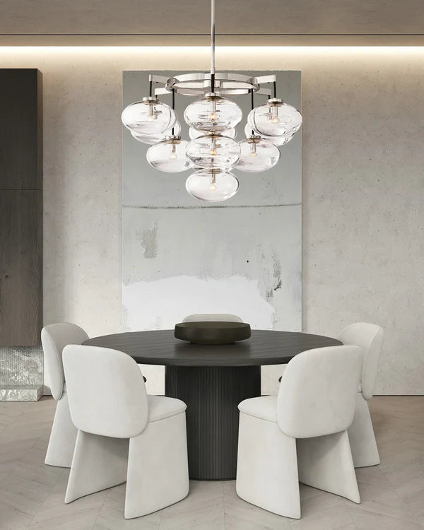 Curvette Clear Glass Round Chandelier 60"