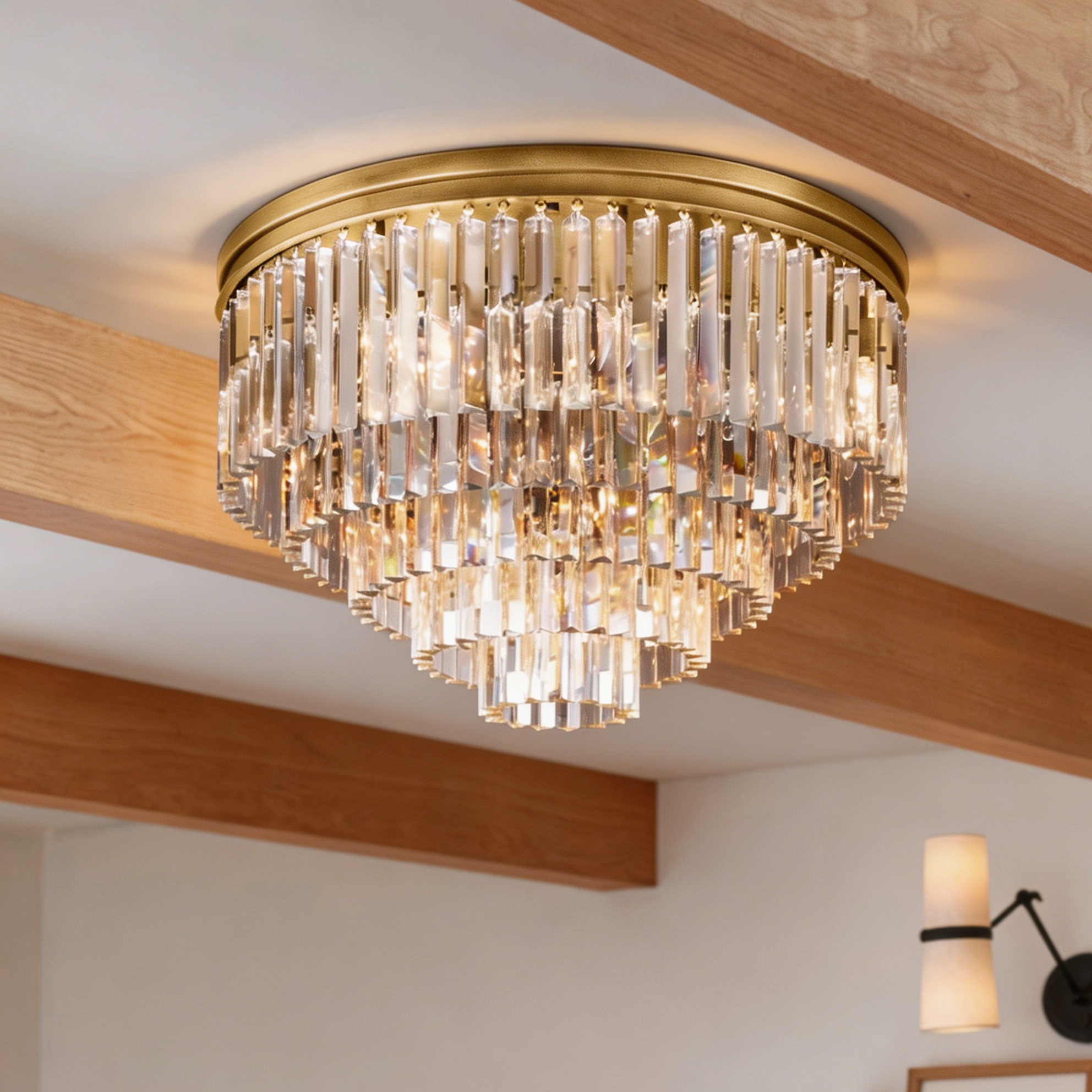 Multi-tier Crystal 1920s Odeon Round Flushmount D32"-lampselegant