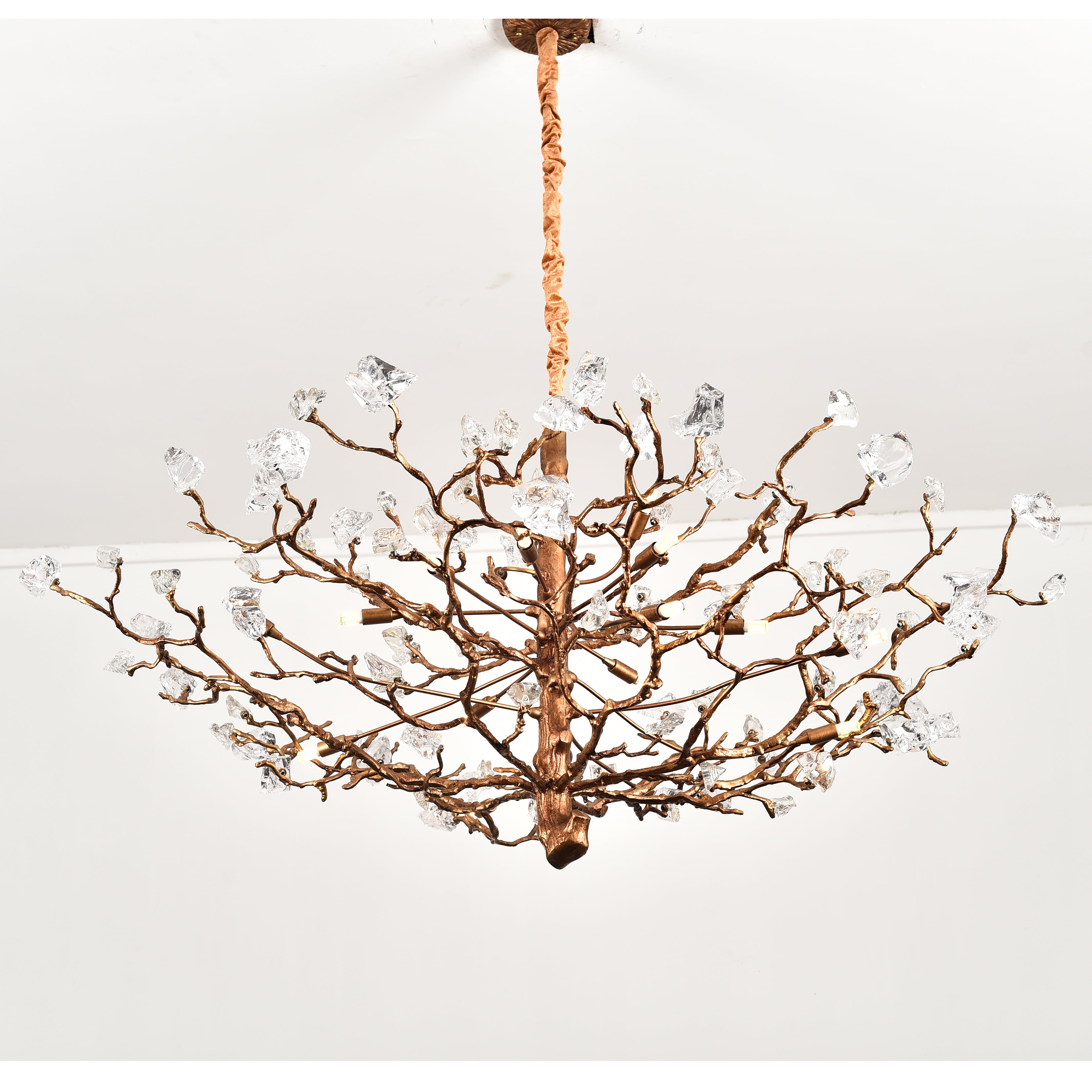 Branching Gemstone Brass Round Chandelier-konalight