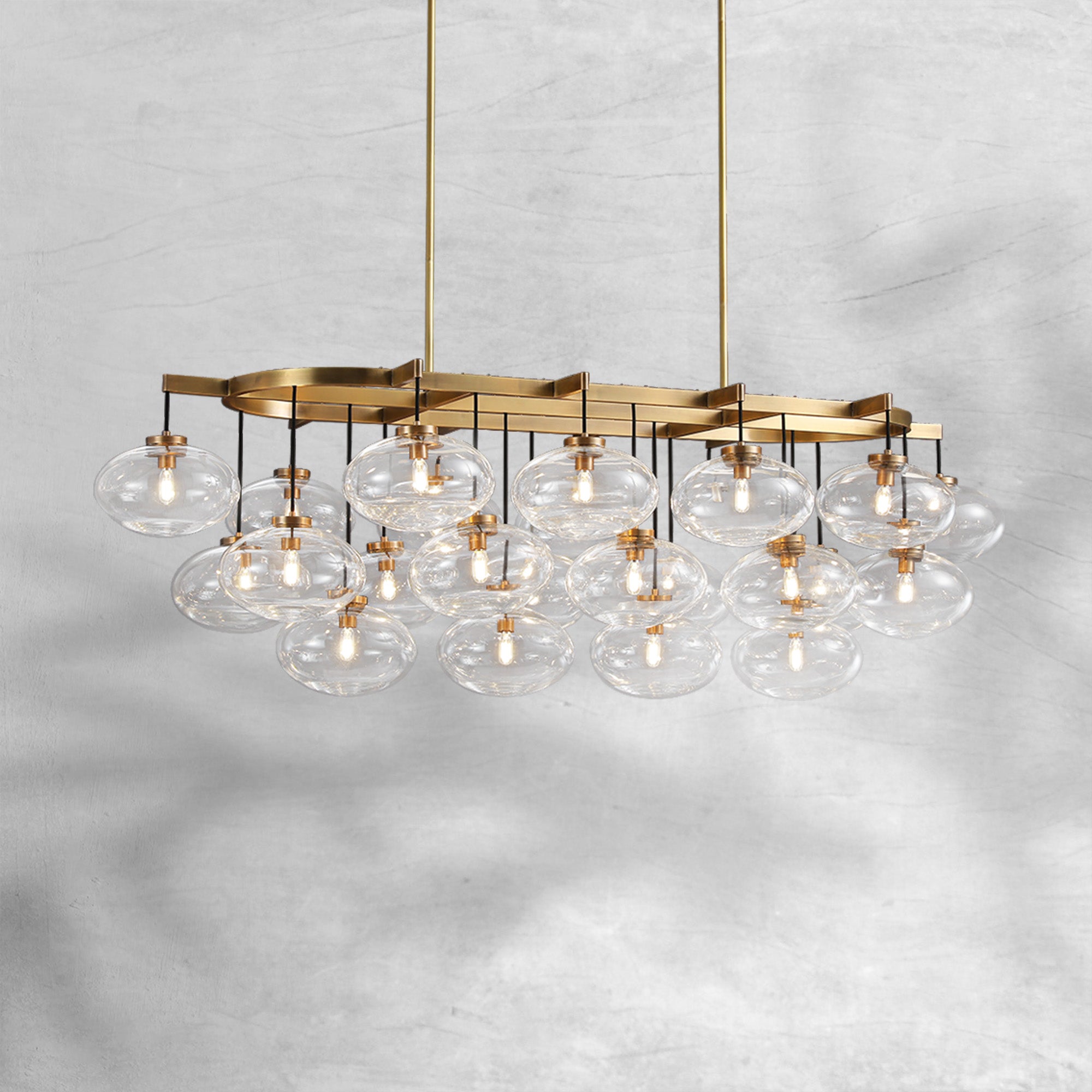 Curvette Clear Glass Linear Chandelier 72"-lampselegant