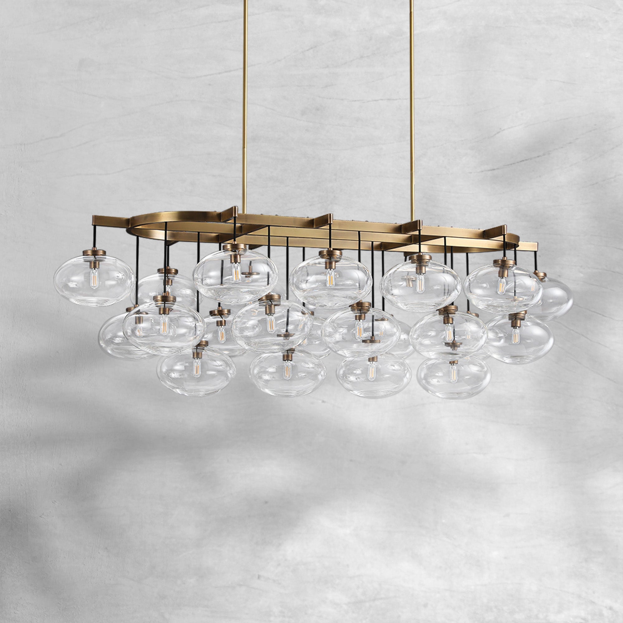 Curvette Clear Glass Linear Chandelier 72"-lampselegant