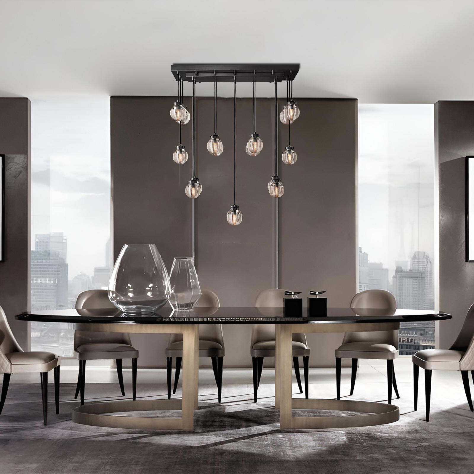 Pearl Linear Chandelier Vintage Light Fixture 36"-konalight