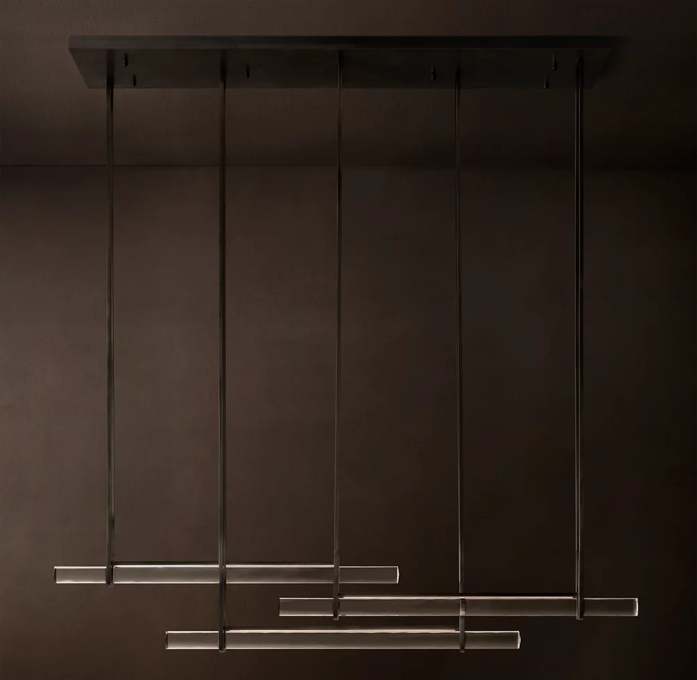 Auduben Crystal Triple Bar Linear Chandelier 60" 72"