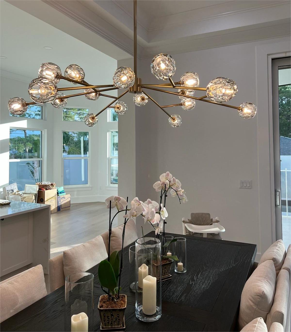 Boule De Crystal Ball Smoke Glass Round Chandelier 72"-konalight