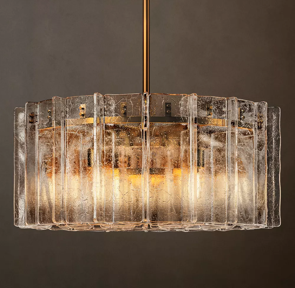 Lattice Clear Glass Round Chandelier 48"