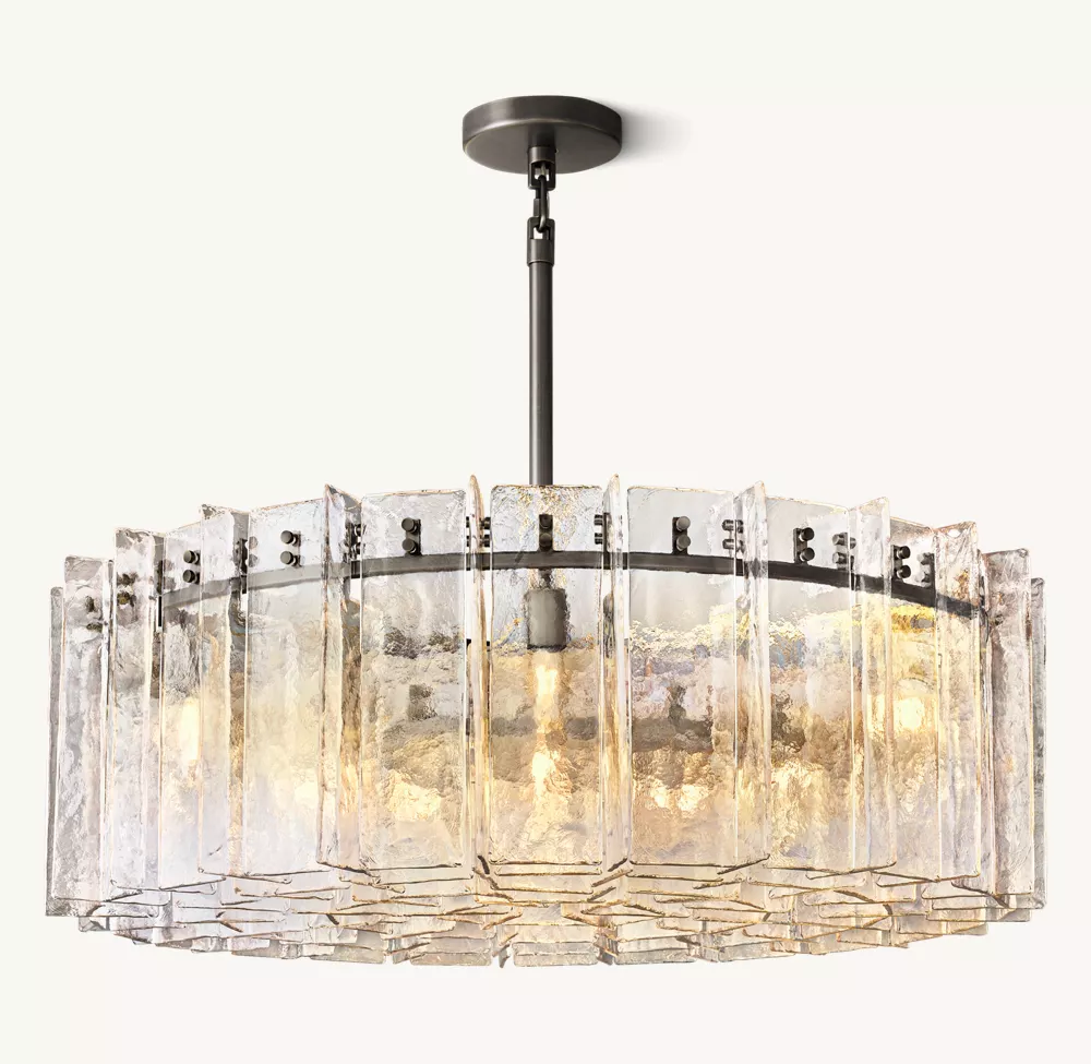 Lattice Clear Glass Round Chandelier 48"