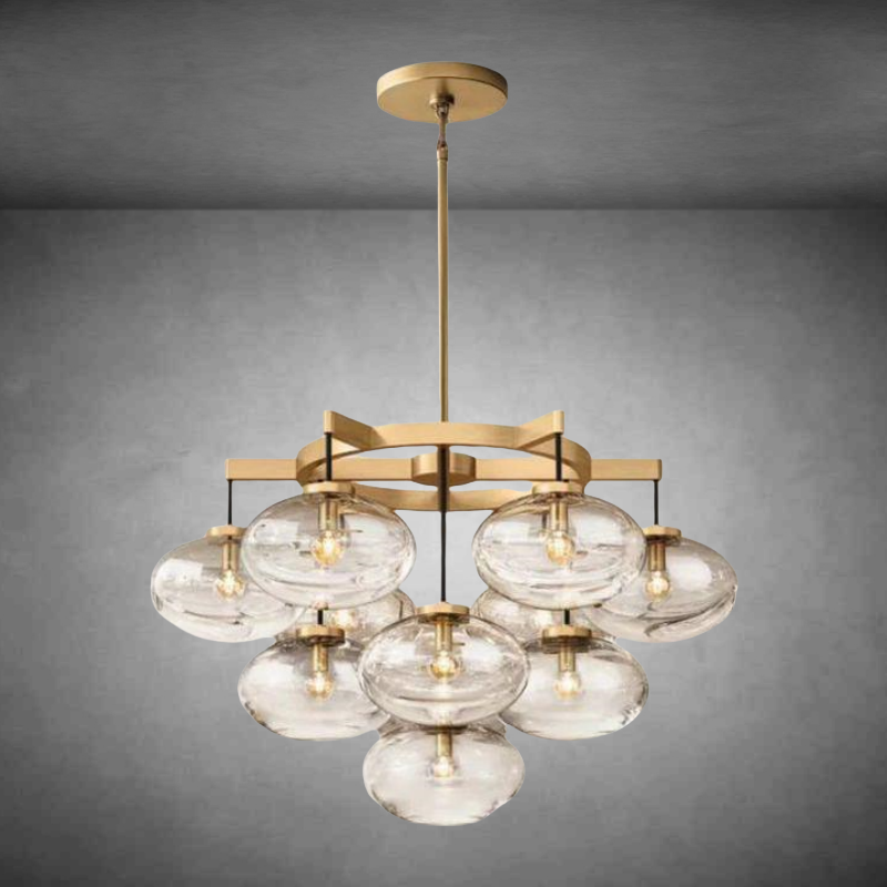 Curvette Clear Glass Round Chandelier 36"