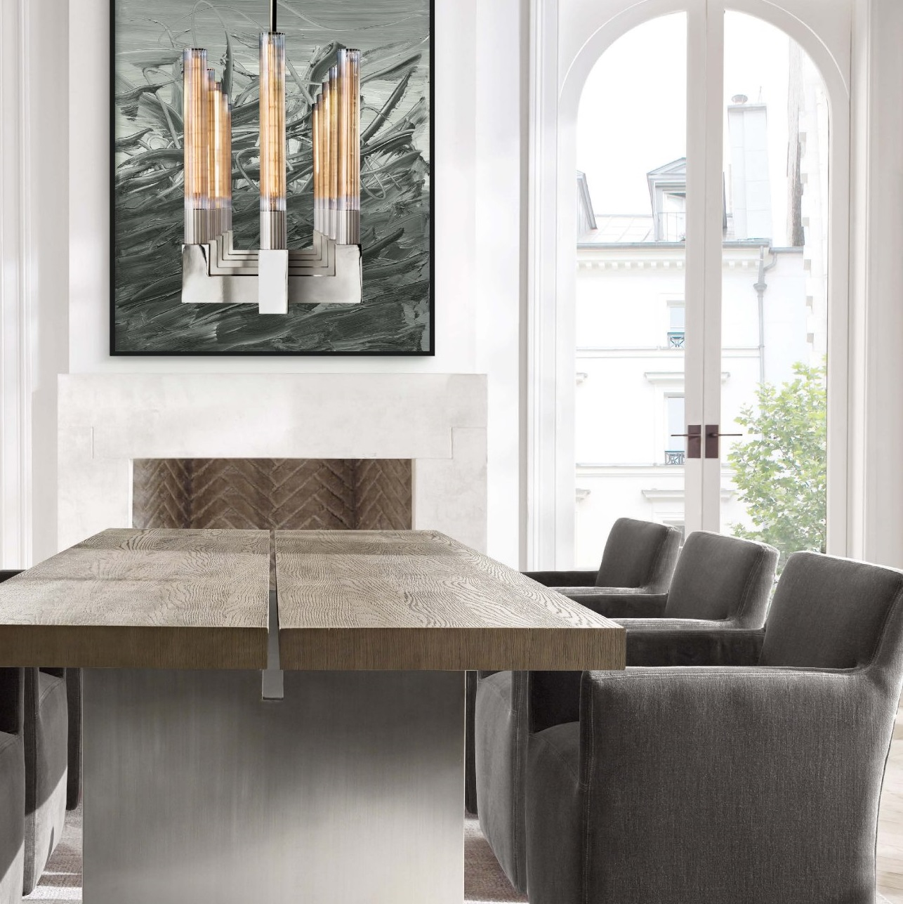 Cannele Linear Chandelier 67" For Kitchen Island