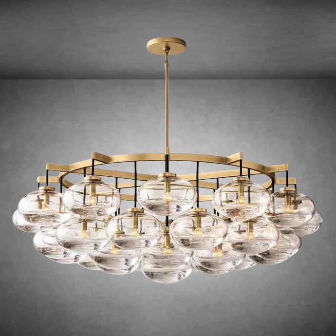 Curvette Clear Glass Round Chandelier 60"