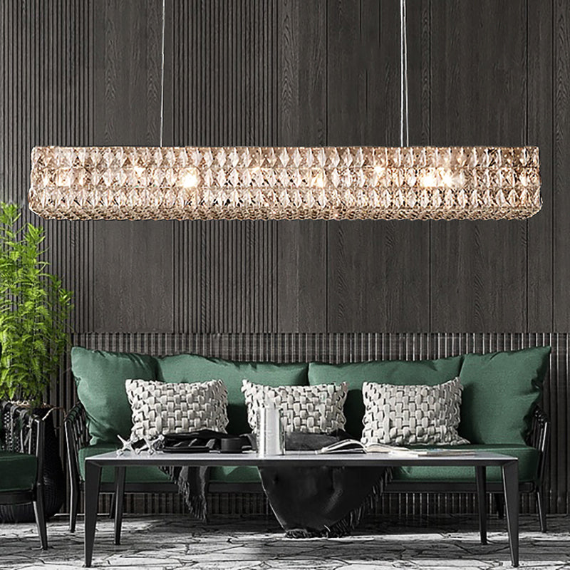 Crystal Glass Spiridon Linear Chandelier 49" 61" For Dinning Room-konalight