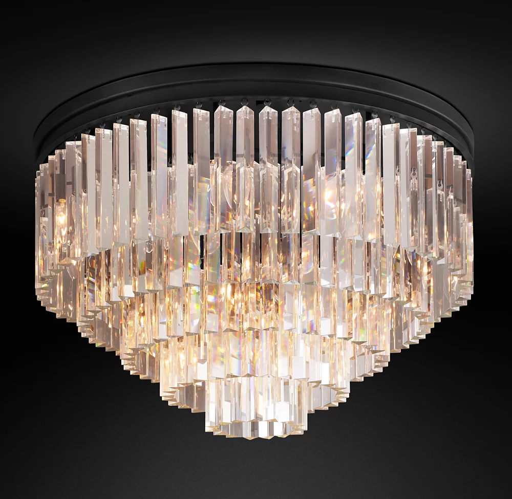 Multi-tier Crystal 1920s Odeon Round Flushmount D32"-konalight