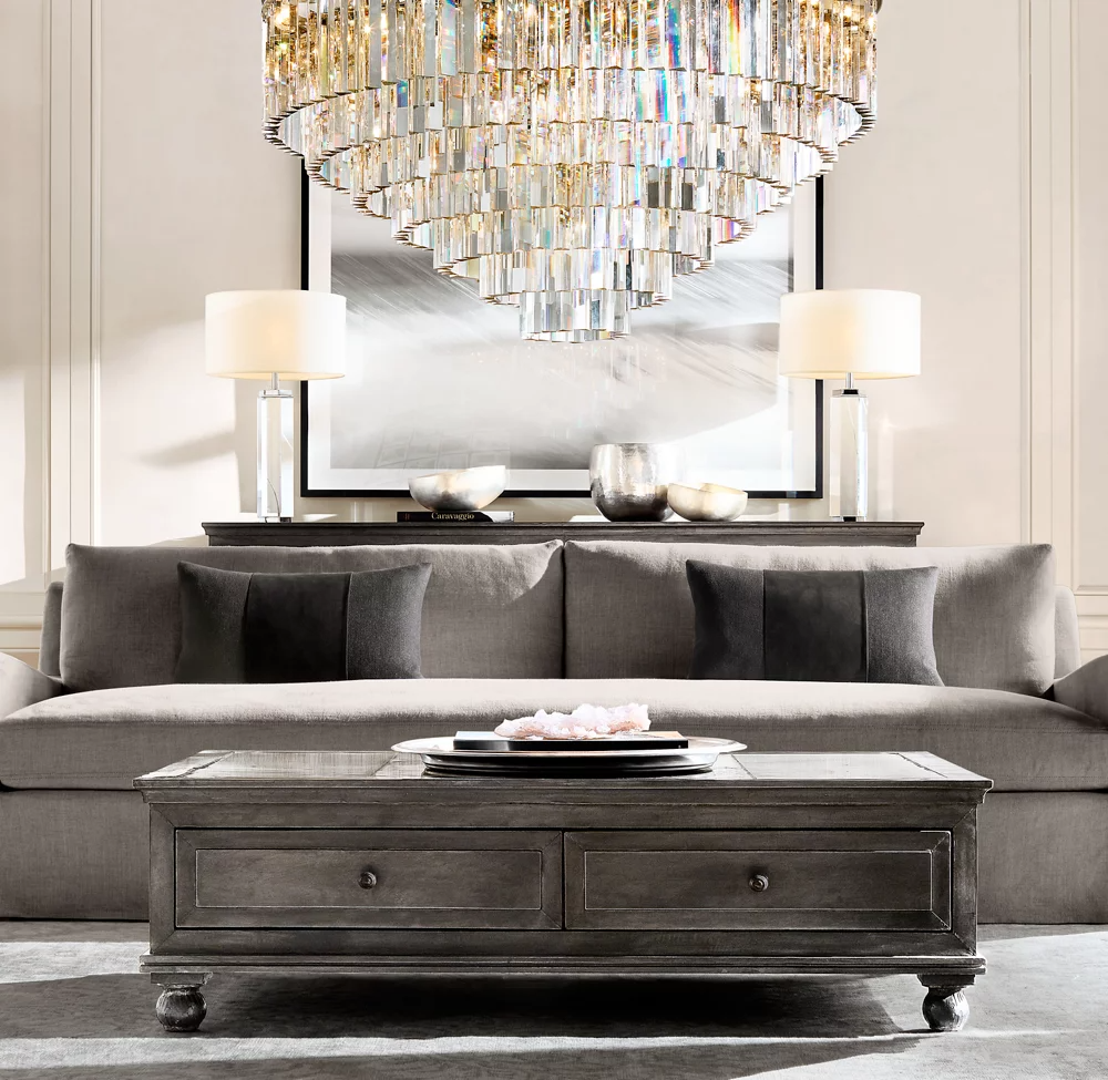 Multi-tier Crystal 1920s Odeon Round Chandelier Modern Lighting D44"-konalight