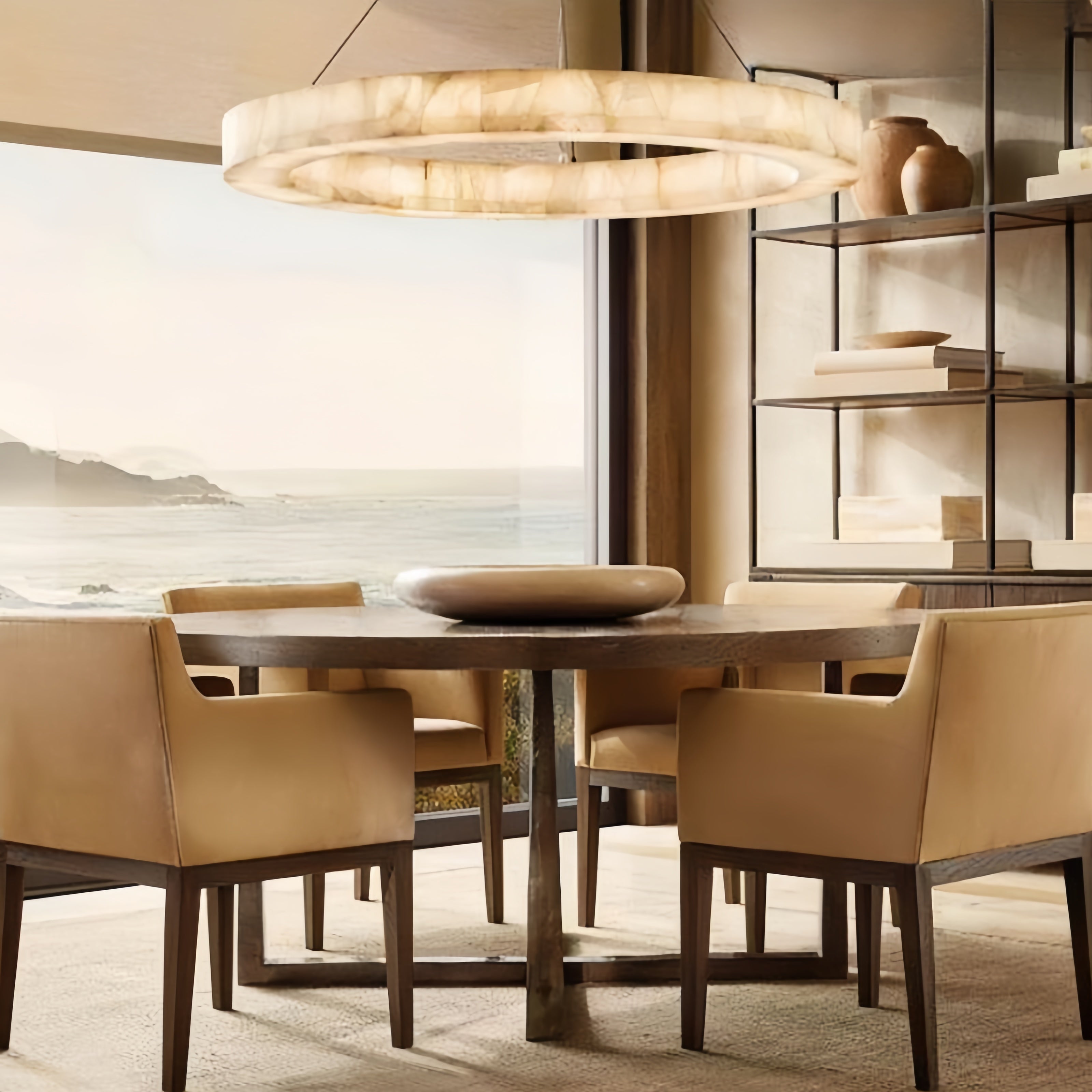 Rim Calcite Round Chandelier 31"40"60"