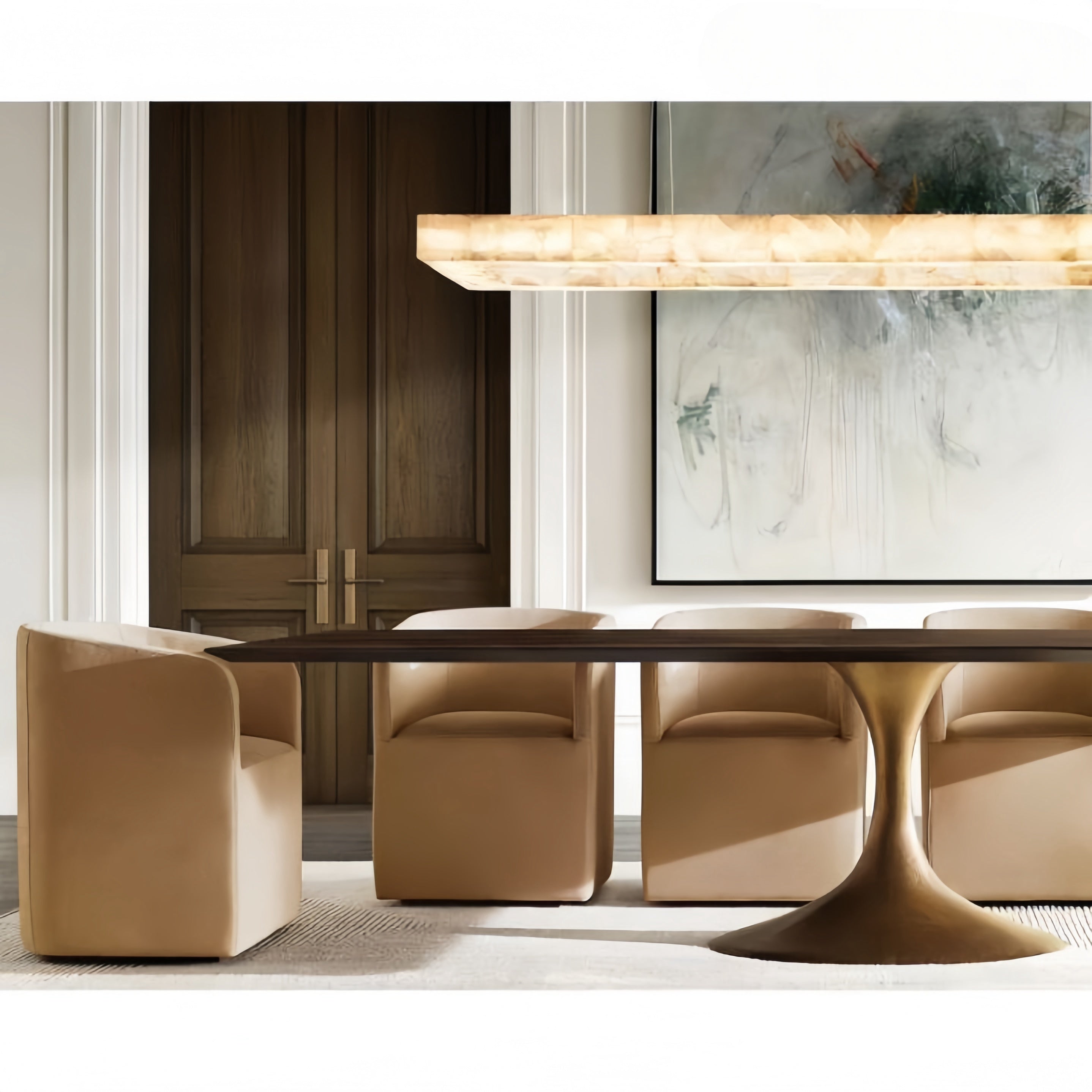 Rim Rectangular Calcite Chandelier 54"72"