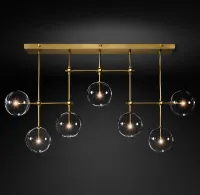 Fulcrum Glass globe mobile linear chandelier 60" For Living Room
