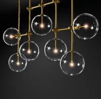 Fulcrum Glass globe mobile linear chandelier 60" For Living Room