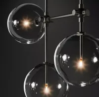 Fulcrum Glass globe mobile linear chandelier 60" For Living Room