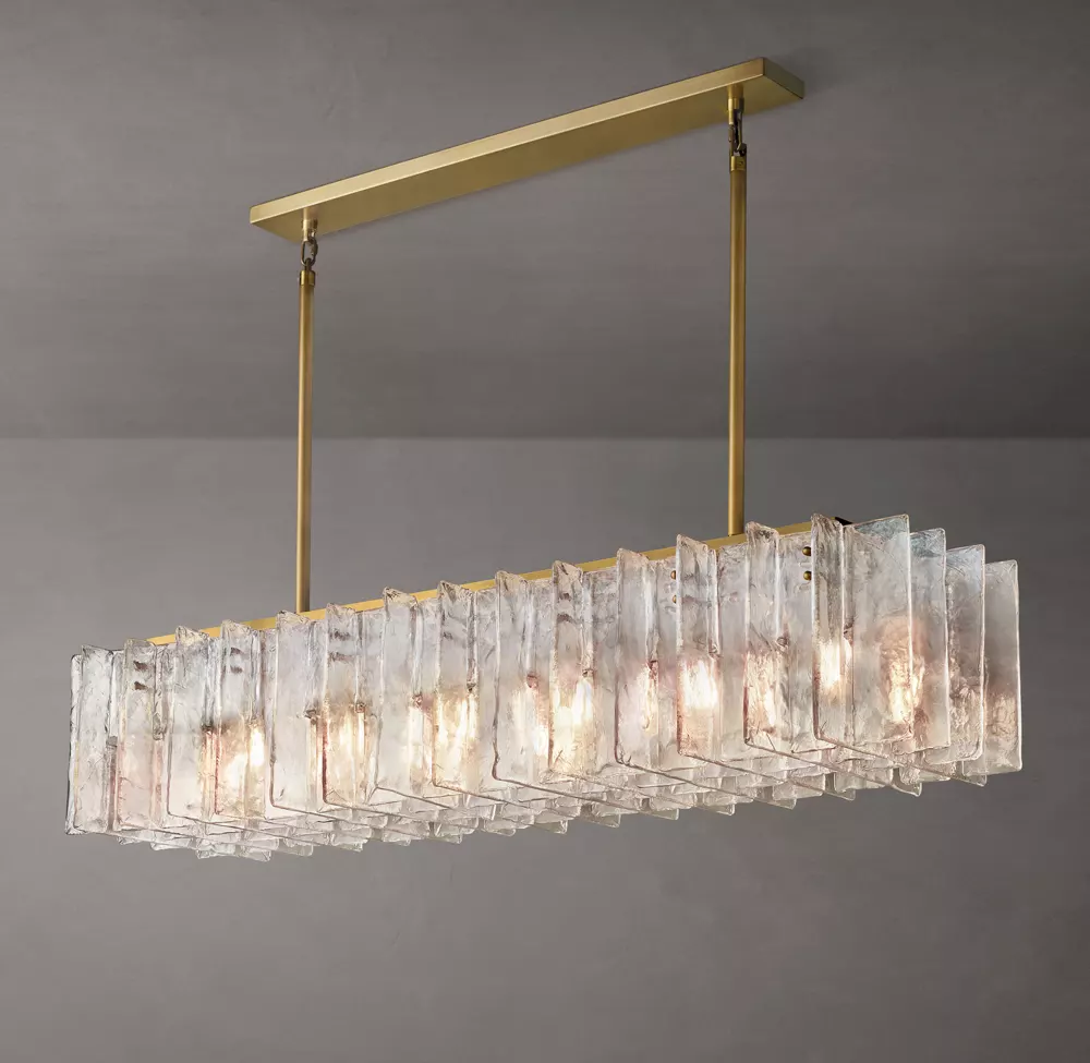 Lattice Clear Glass Rectangular Chandelier 67"