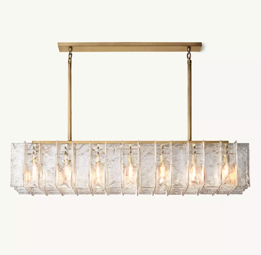 Lattice Clear Glass Rectangular Chandelier 67"