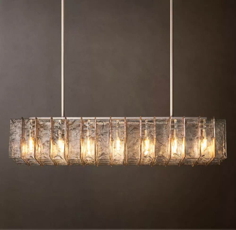 Lattice Clear Glass Rectangular Chandelier 67"