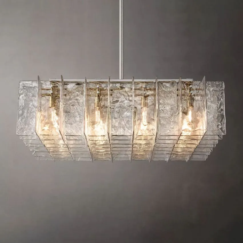 Lattice Clear Glass Square Chandelier 49"
