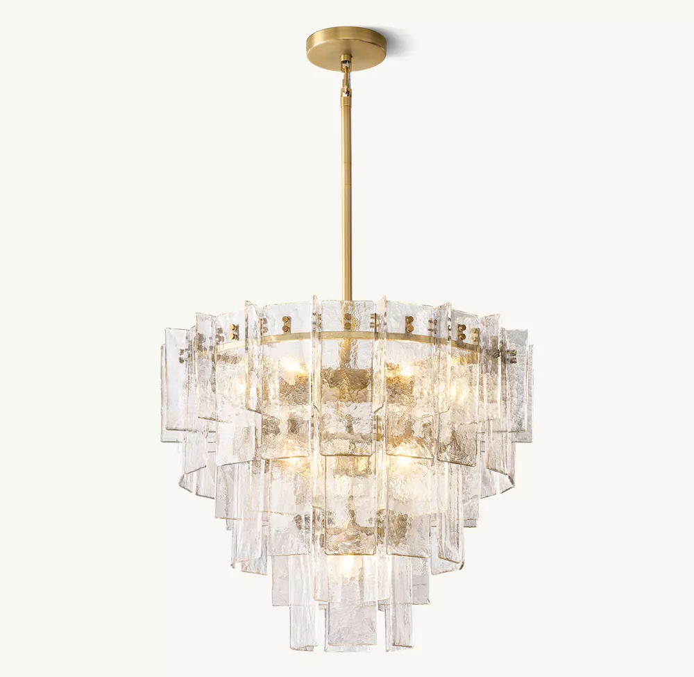 Lattice Clear Glass Tiered Round Chandelier 36"
