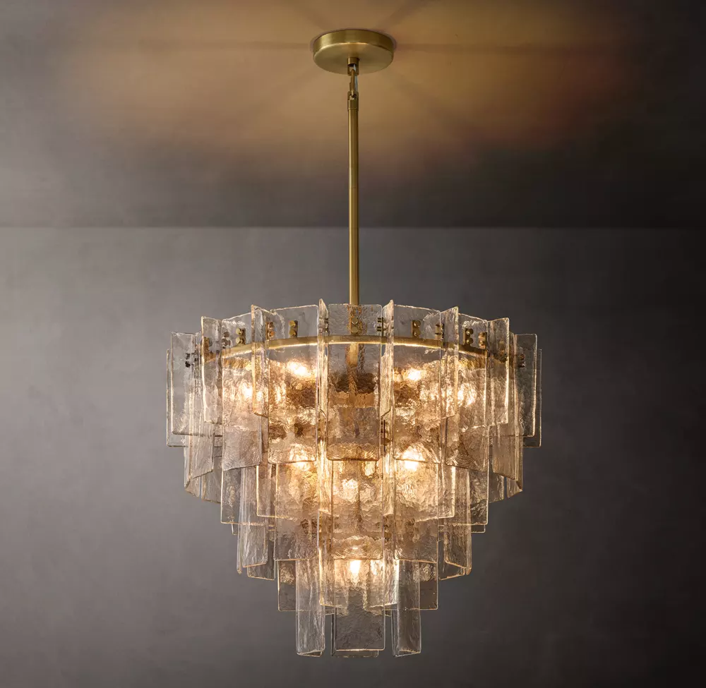 Lattice Clear Glass Tiered Round Chandelier 36"