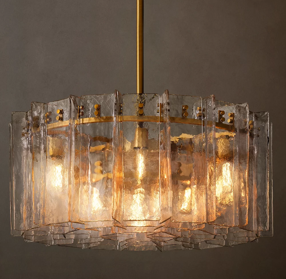 Lattice Glass Round Chandelier 37"