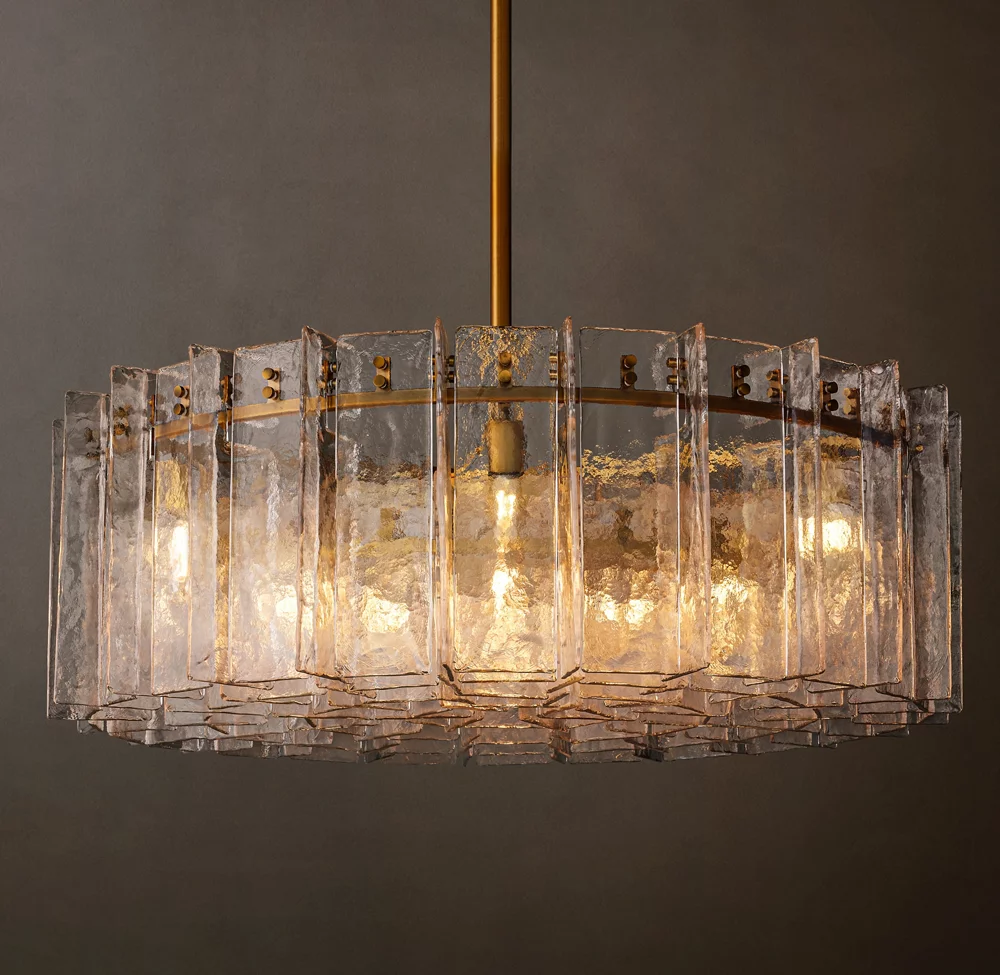 Lattice Glass Round Chandelier 37"