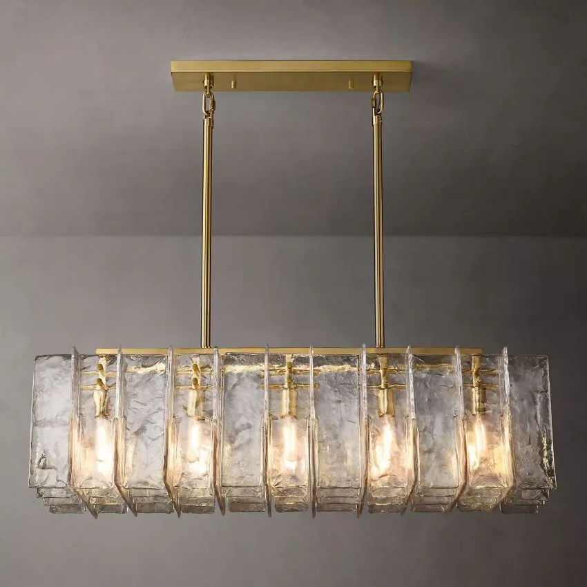 Lattice Linear Glass Chandelier 49" 10-Lights