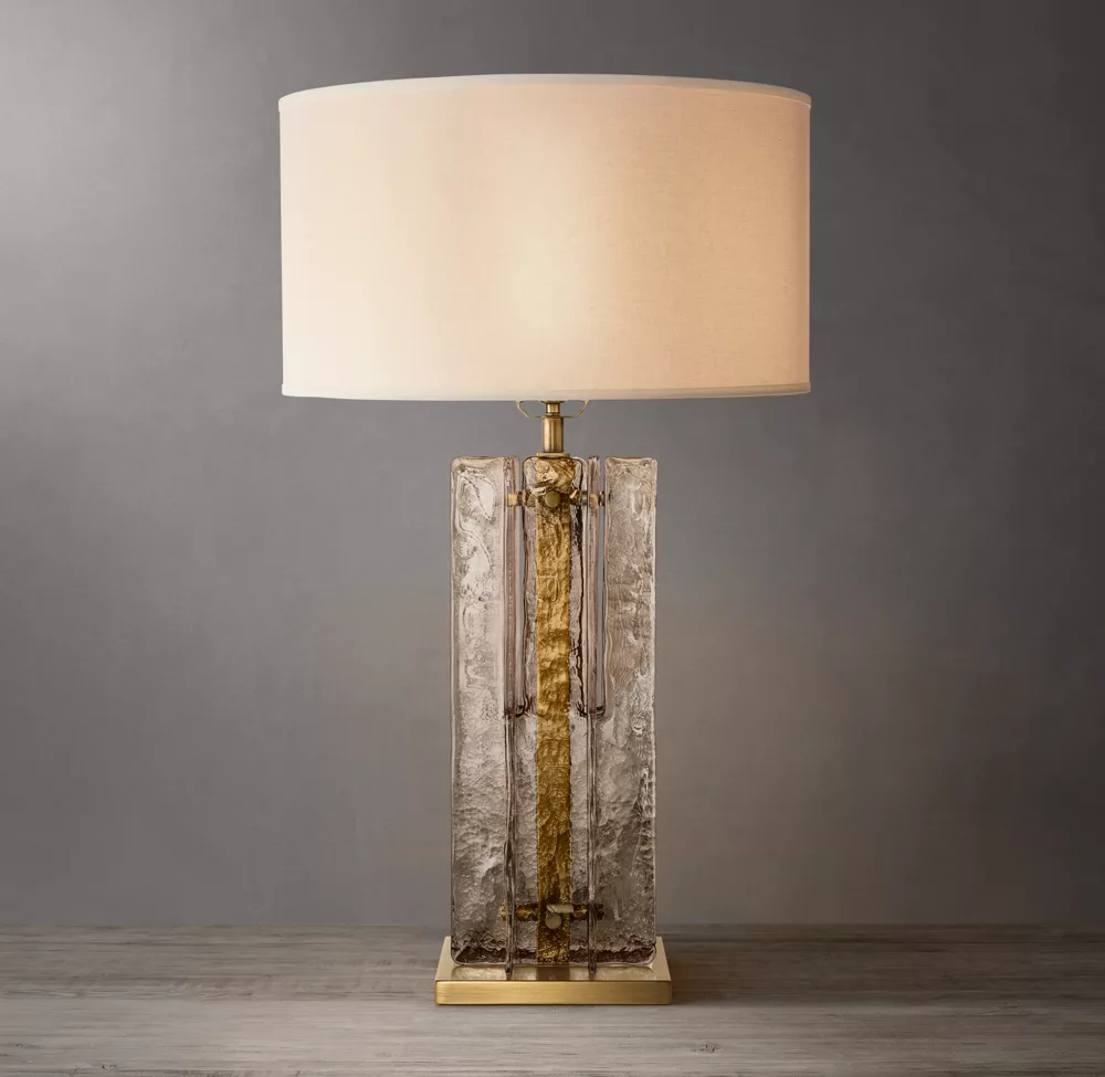 Lattice Smoke Glass Table Lamp