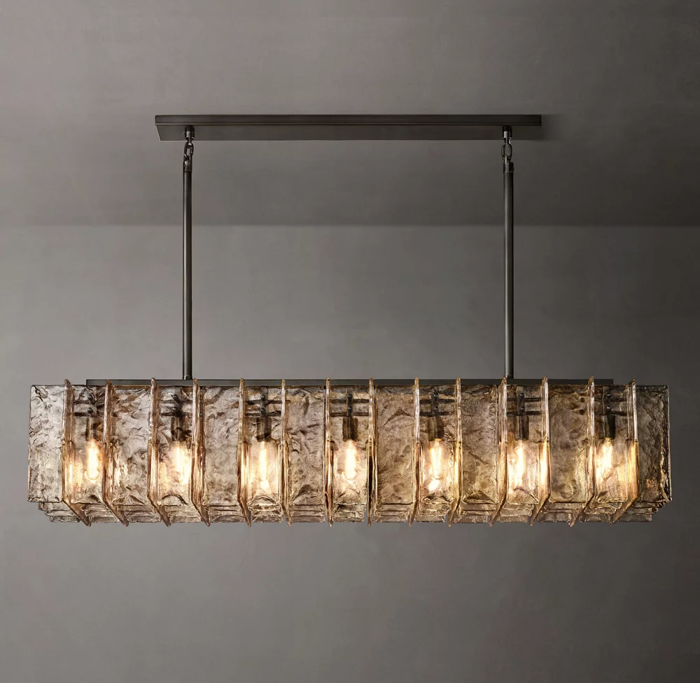 Lattice Smoke Glass Rectangular Chandelier