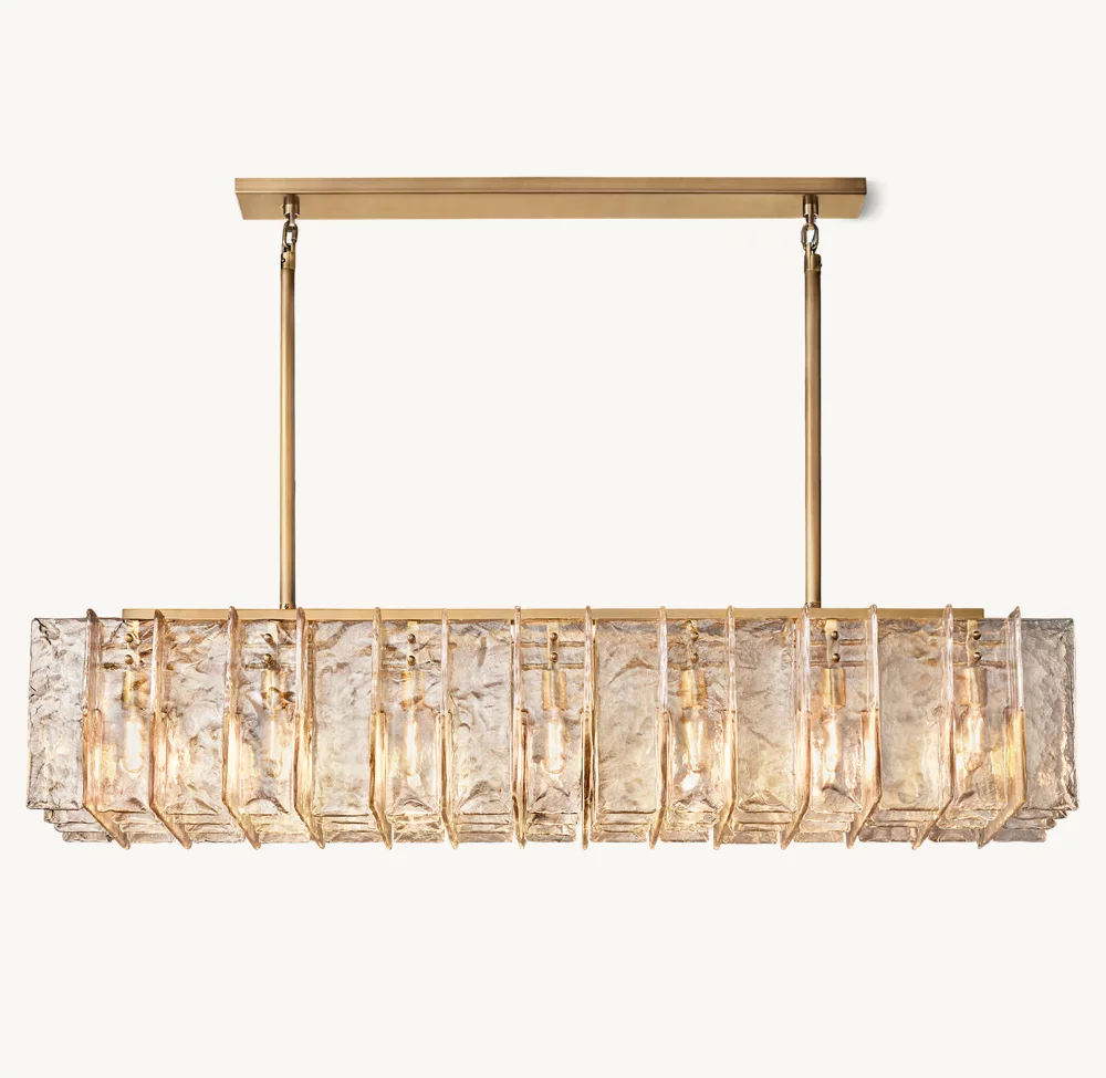 Lattice smoke glass linear chandelier 67"