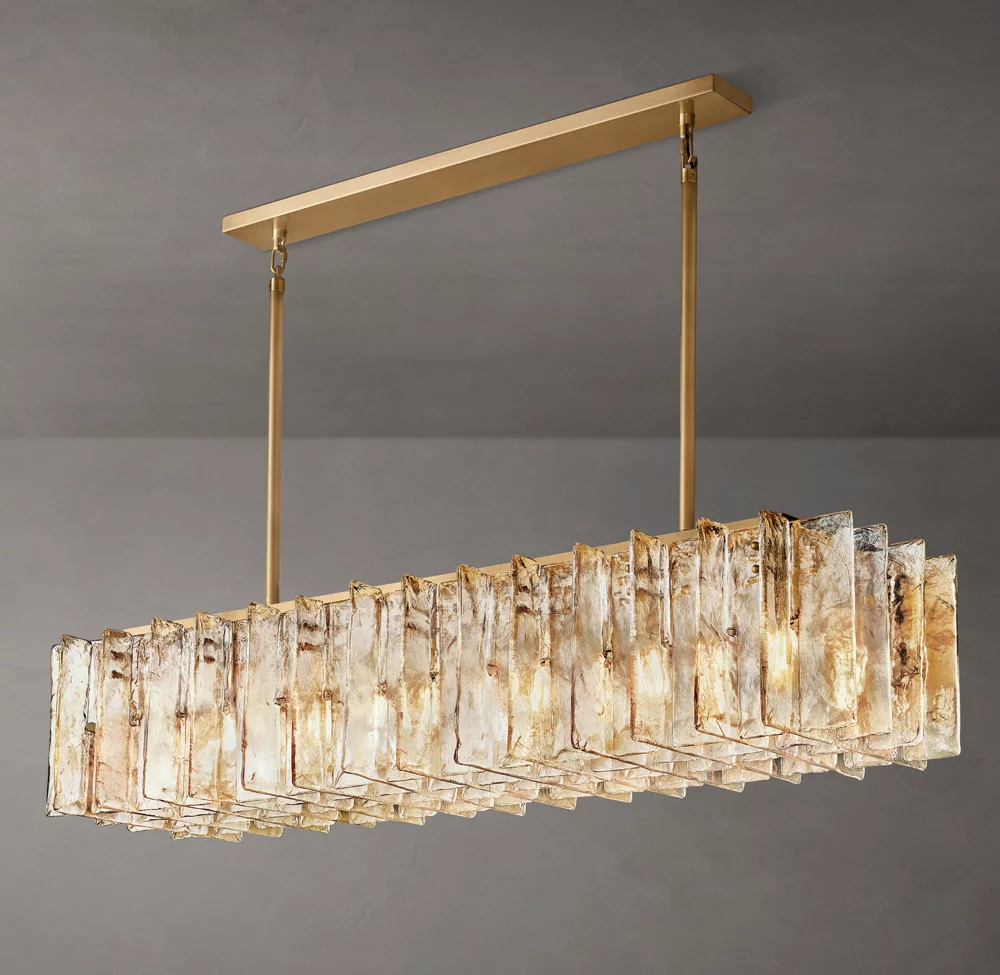 Lattice smoke glass linear chandelier 67"