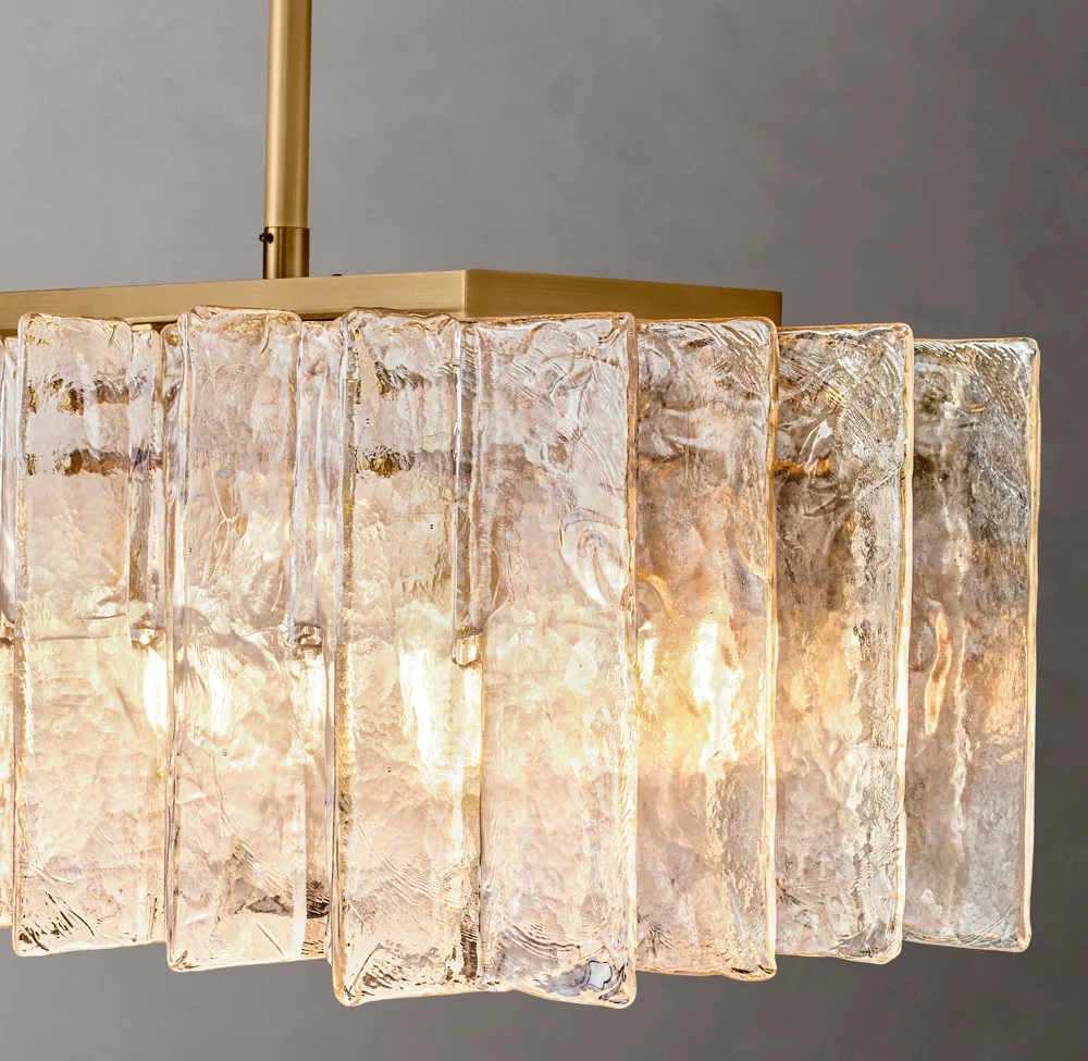 Lattice smoke glass linear chandelier 67"