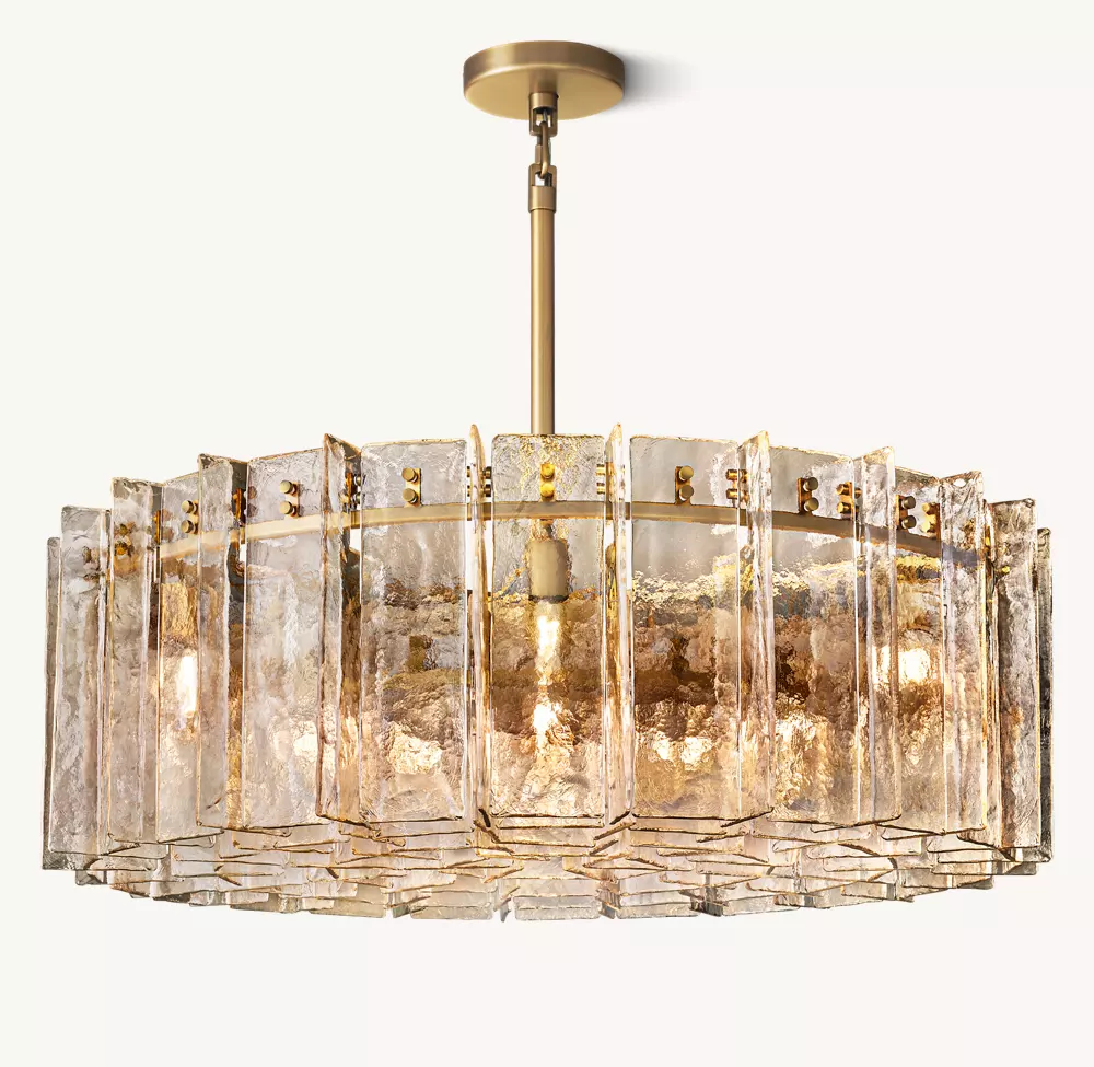 Lattice smoke glass round chandelier 37"