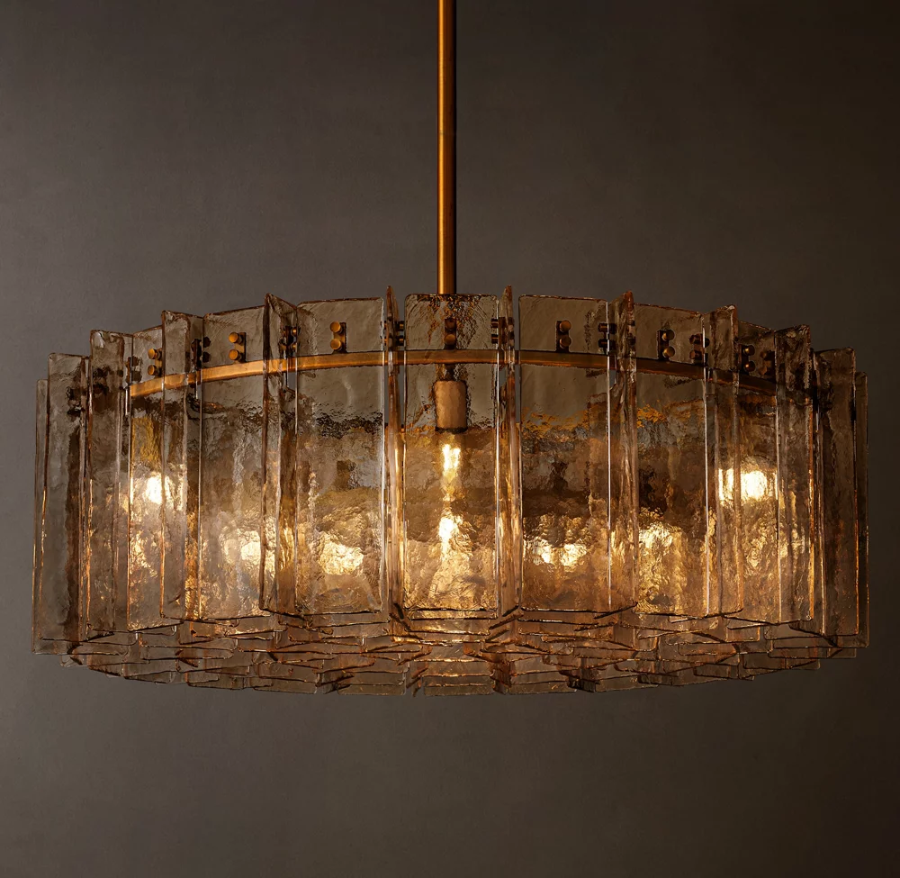 Lattice smoke glass round chandelier 48"