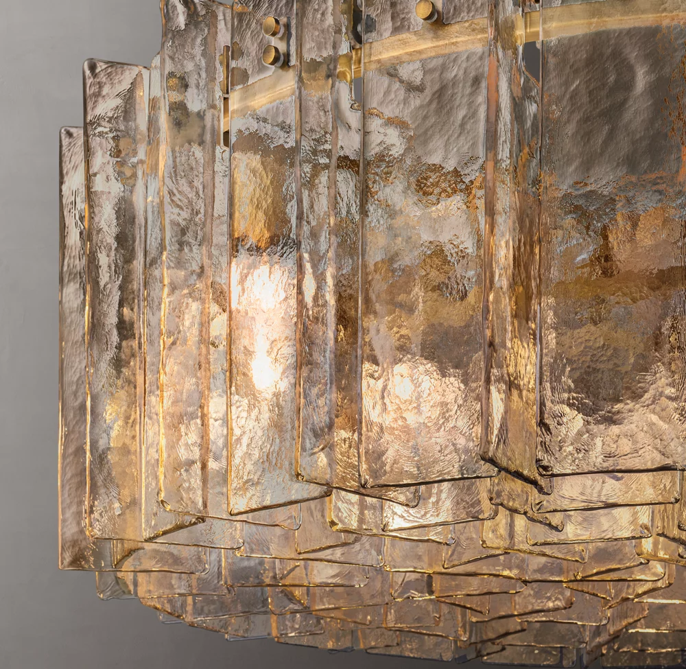 Lattice smoke glass round chandelier 48"