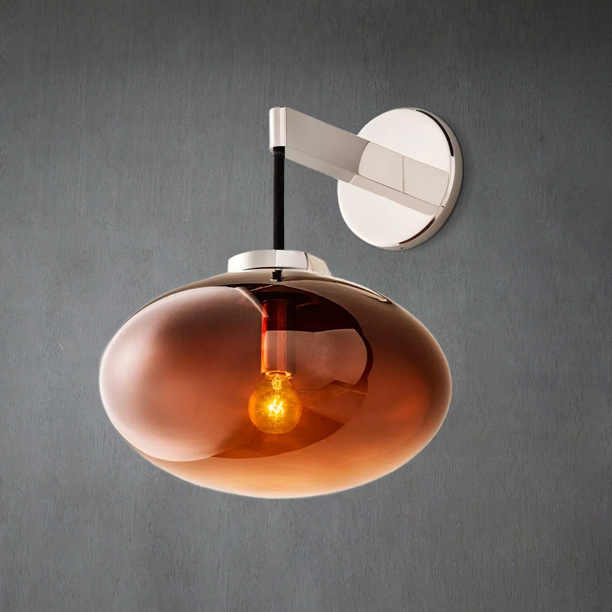 Curvette Smoke Glass Wall Sconce