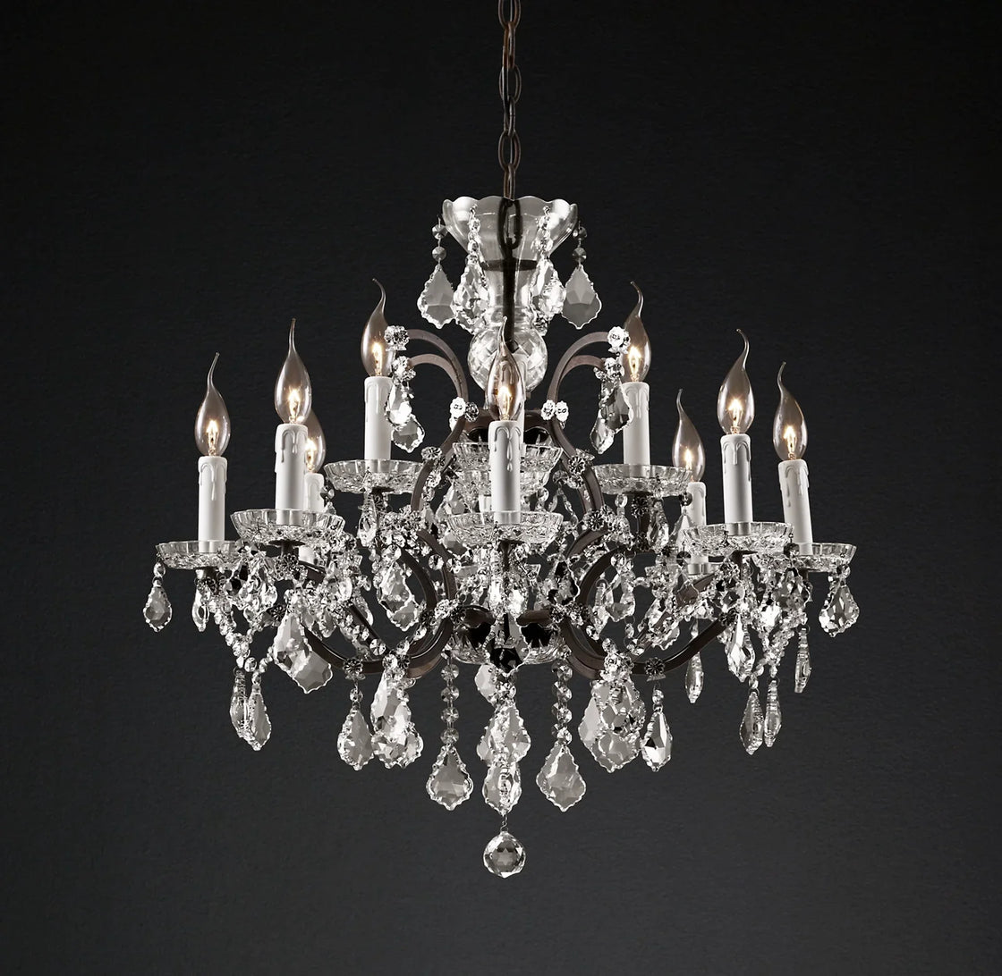Rococo Iron Crystal Luxury Noble Round Chandelier 28"-konalight