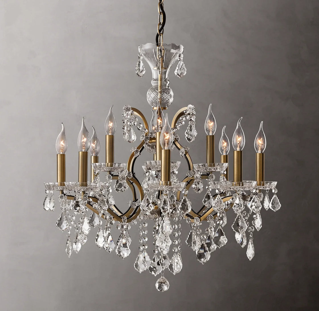 Rococo Iron Crystal Luxury Noble Round Chandelier 28"-konalight