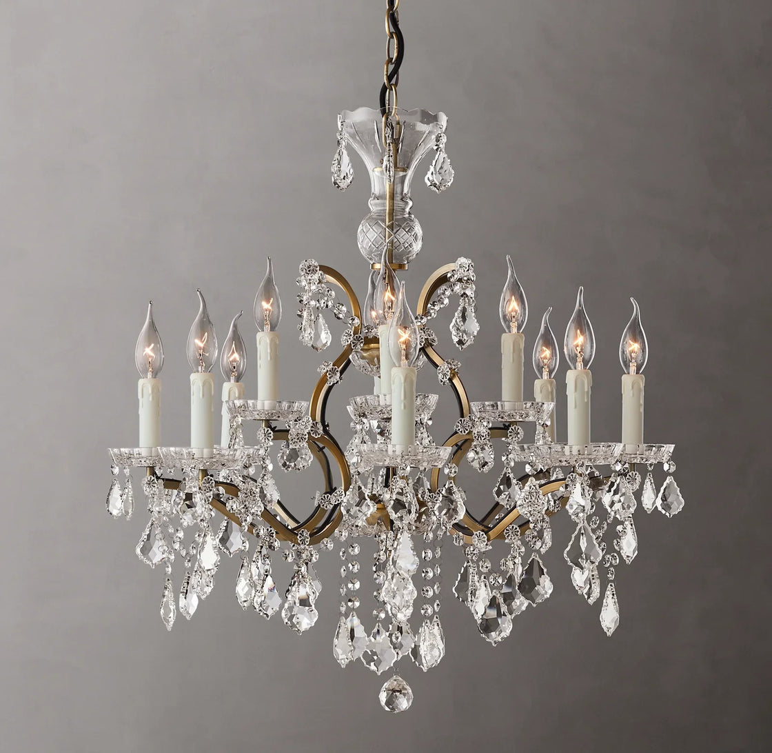 Rococo Iron Crystal Luxury Noble Round Chandelier 28"-konalight