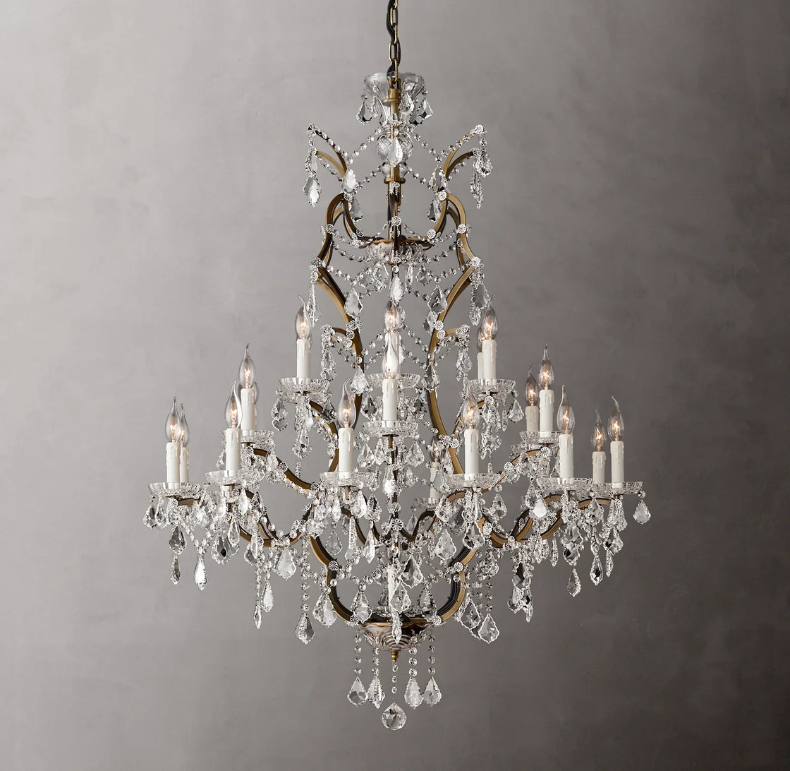 Rococo Iron Crystal Luxury Noble Round Chandelier 60"-konalight
