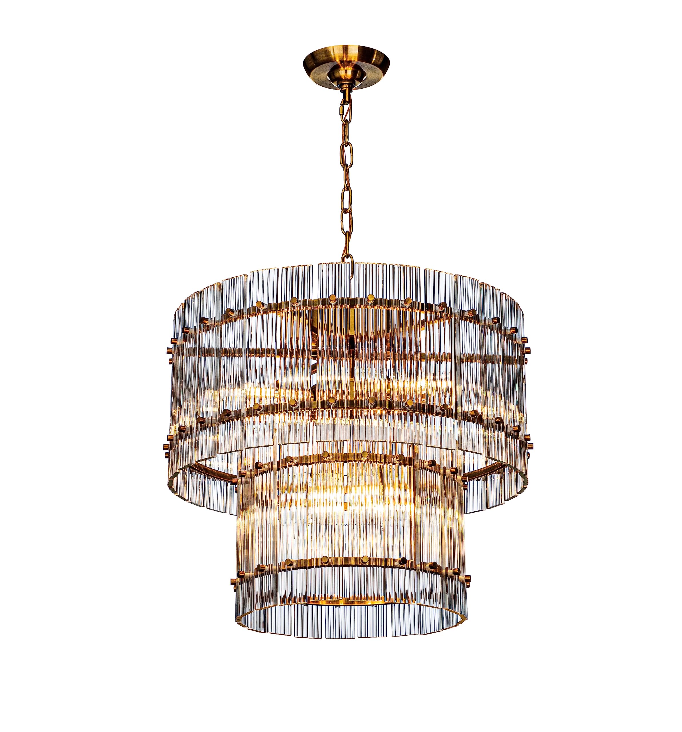 San  Modern 2-Tier Round Chandelier 22" For Living Room-konalight