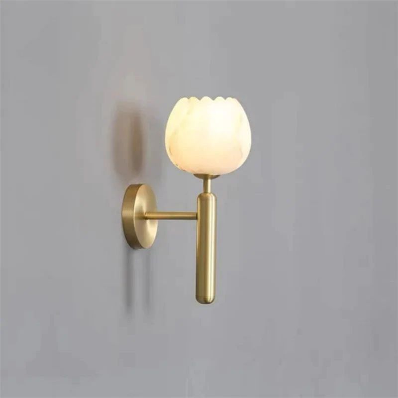 Tulip Alabaster Wall Sconce For Bedside-konalight